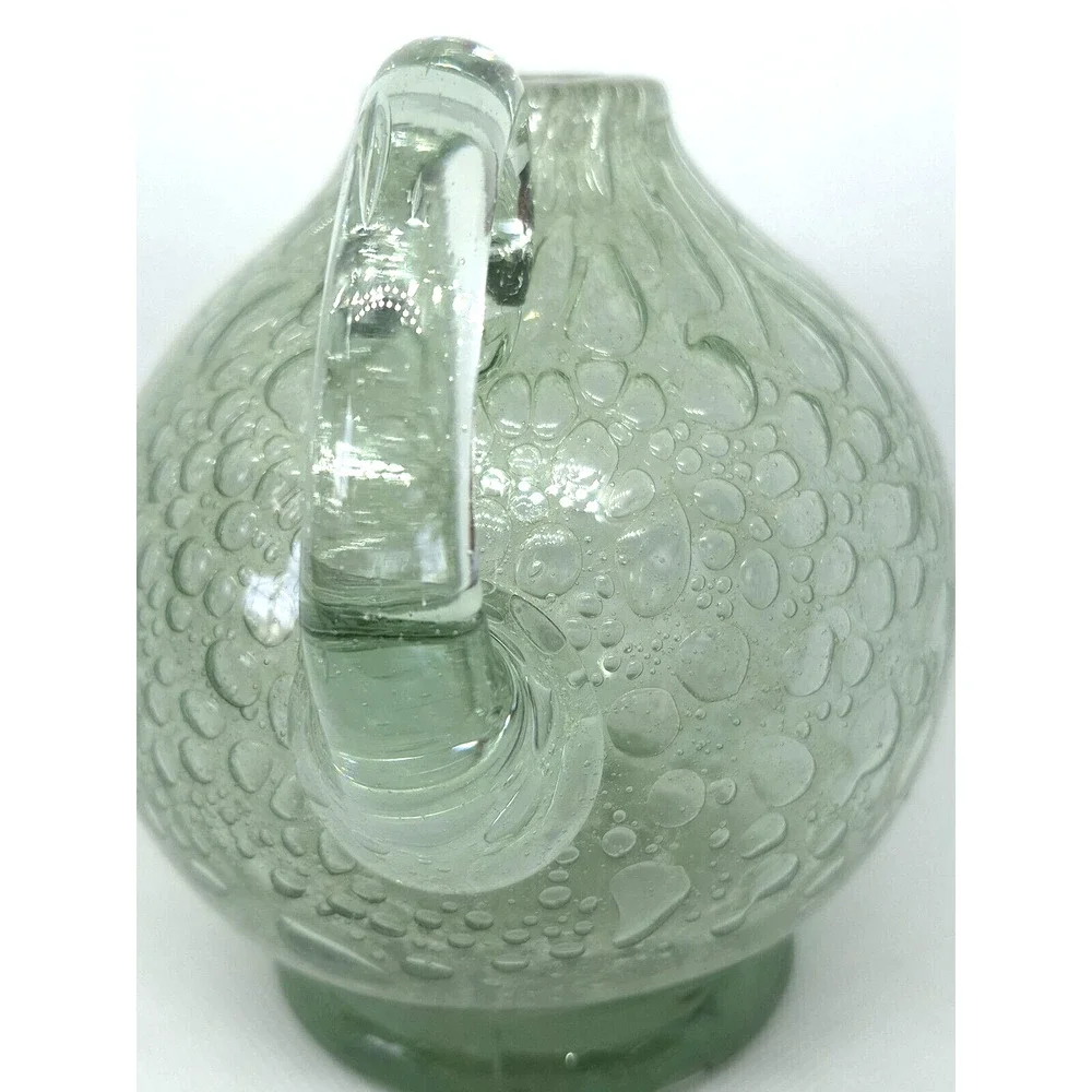 Ture Berglund Bubble Glass Jug 1940s Vase Handle Sweden Unmarked Skansens